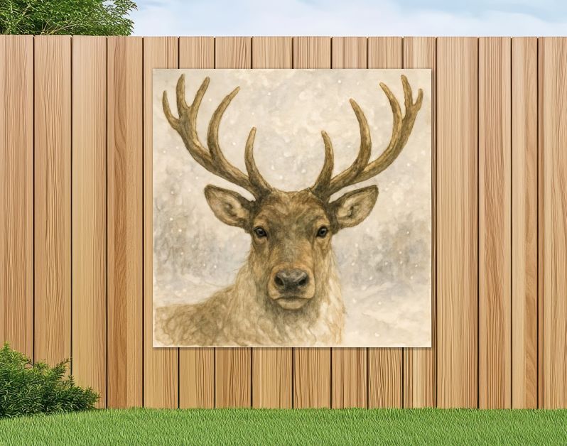 Edelhert met imposant gewei in de sneeuw