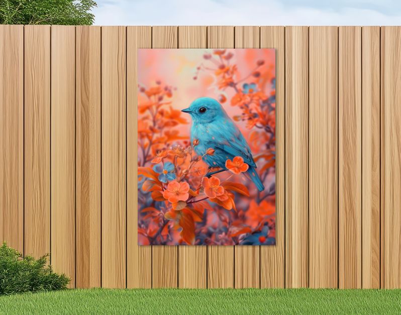 Blue bird & orange cherryblossom