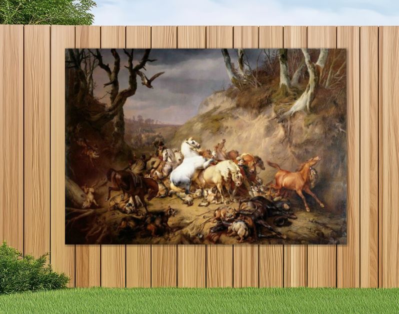 Hongerige wolven overvallen een groep ruiters, Eugène Verboeckhoven, 1836