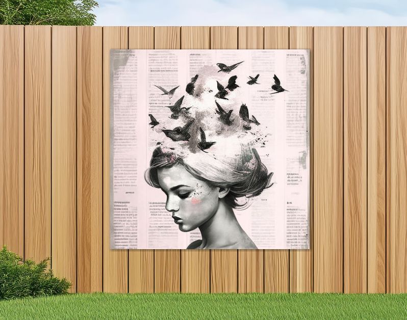 Vrouw mixed media lichtroze