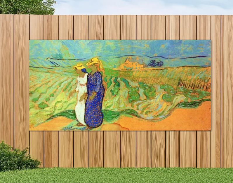 Twee vrouwen op weg door het veld