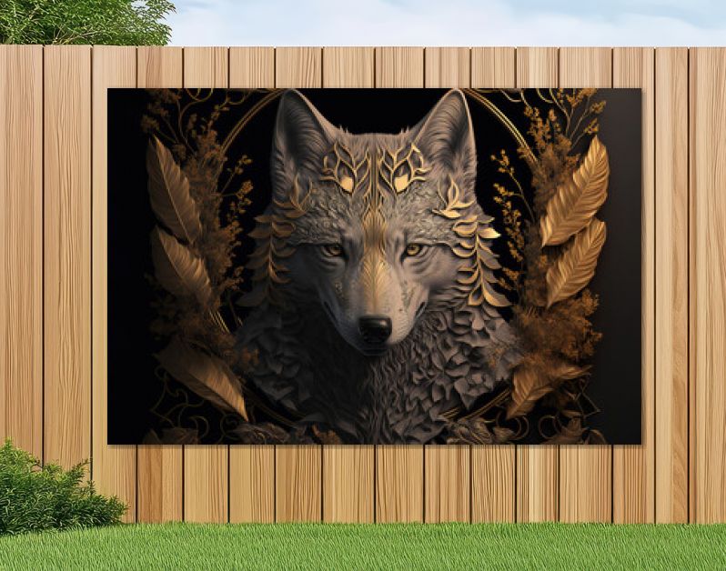Gestileerde sierlijke wolf, boom, bloemen, snijwerk. schetskunst voor creativiteit en inspiratie van kunstenaars. generatieve AI