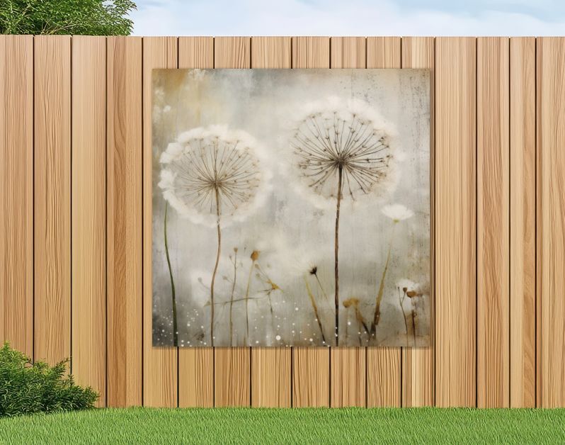 White dandelion blowing in the breeze