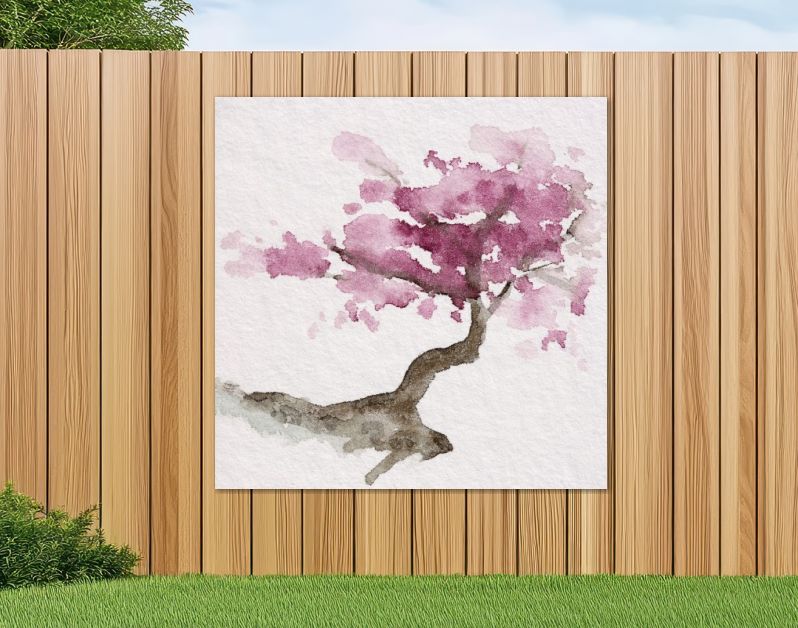 Sakura boom in bloei op berglandschap