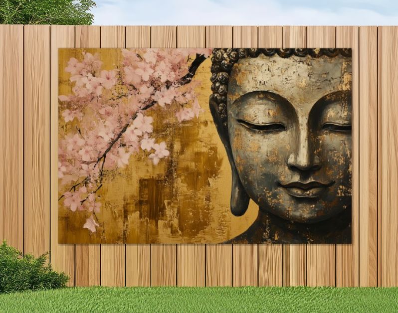 Gouden sereniteit onder roze bloesems