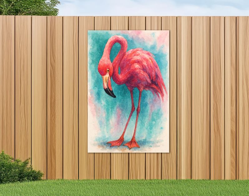 Tropische roze flamingo in felle aquarelkleuren
