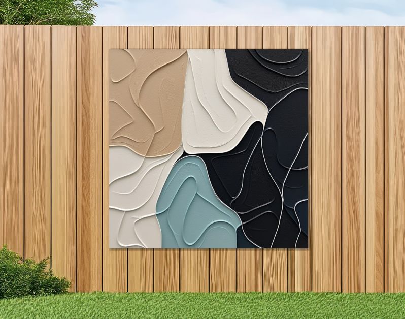 Golvende Harmonieën Minimalistische Abstracties in Beige en Teal