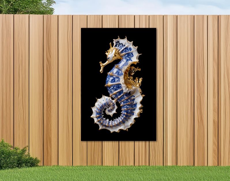 A Delft Blue Seahorse