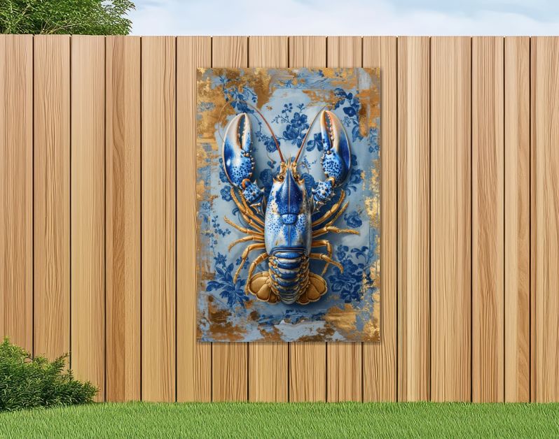 Painting Royal Delft Blue lobster