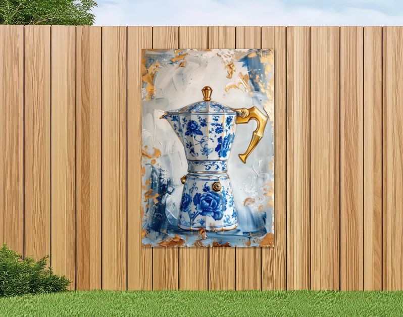 Italian percolator coffee delft blue style
