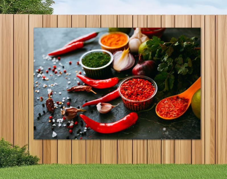 Spices on the black table