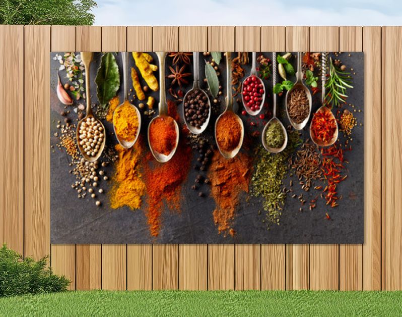 Spices on black background