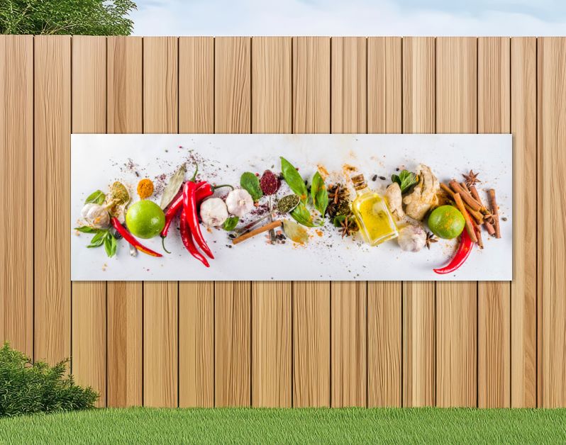 Various herbs and spices on white background top view copy space