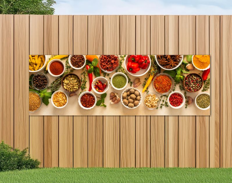 Variety of vibrant spices and dried herbs arranged on a beige backdrop, essential for culinary seasoning and enriching dishes with aromatic, natural flavors, banner