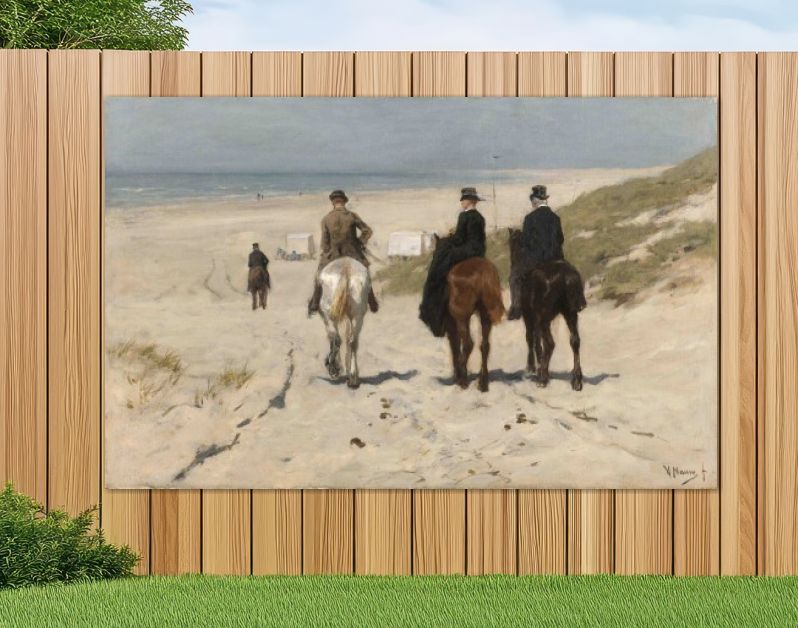 Morgenrit langs het strand, Anton Mauve, 1876