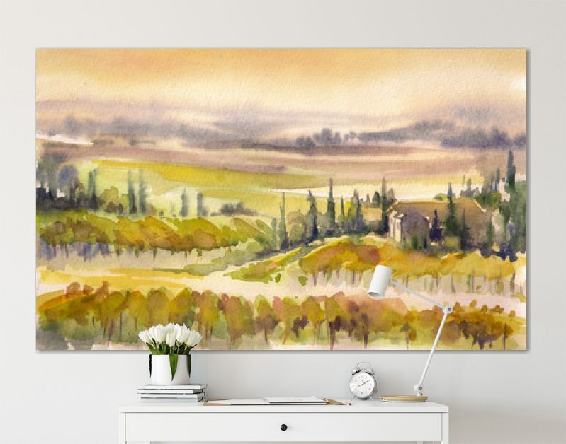 Toscane landschap. Aquarellen.