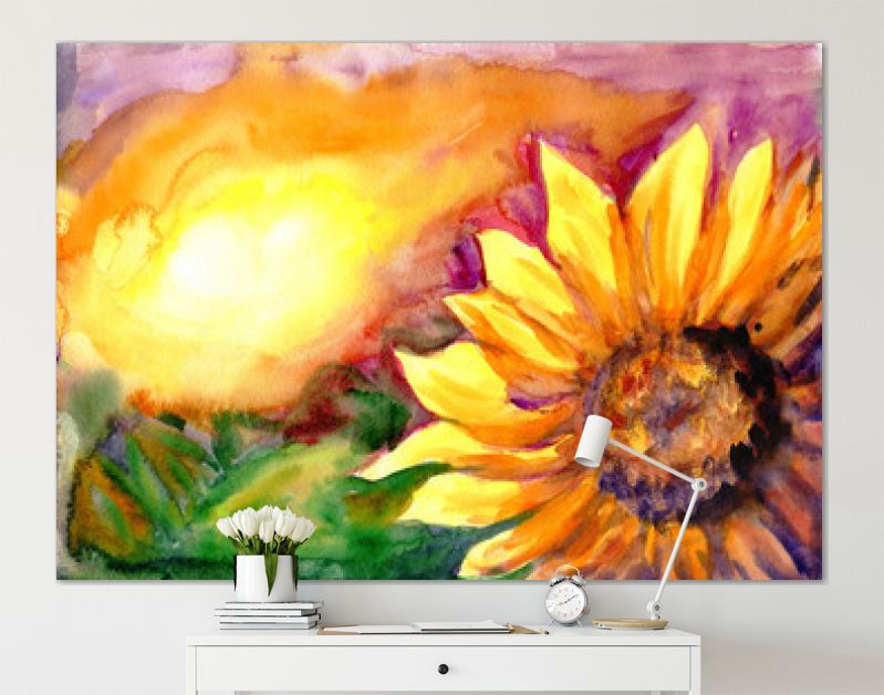 Zonnebloemveld in tijd zonsondergang