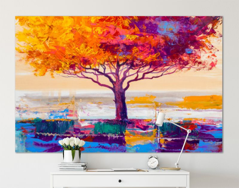 Boom olieverfschilderij, artistieke achtergrond