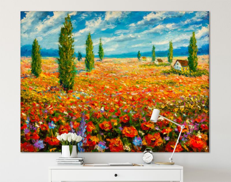 Bloemen schilderijen monet schilderij claude impressionisme verf landschap bloemenweide olie