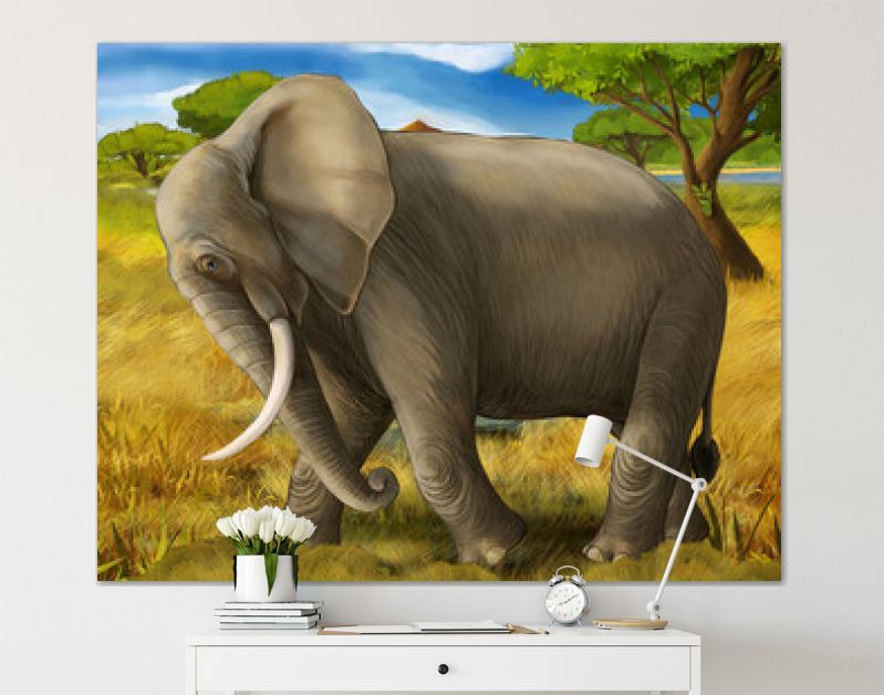 cartoonscène met olifantsafari-illustratie voor kinderen