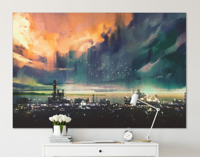 landschap digitaal schilderen van sci-fi stad