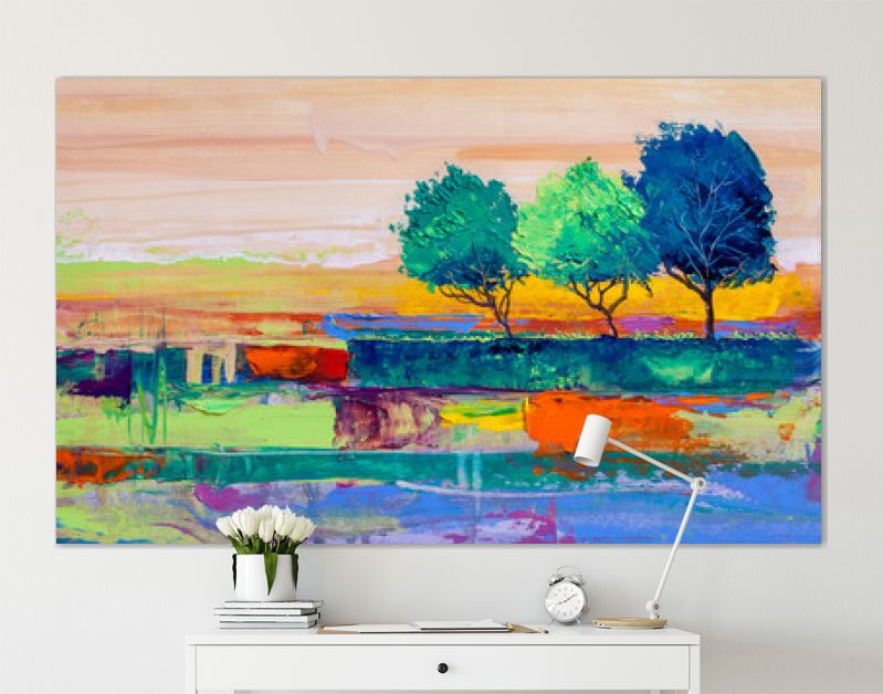 Bomen, olieverfschilderij, artistieke achtergrond