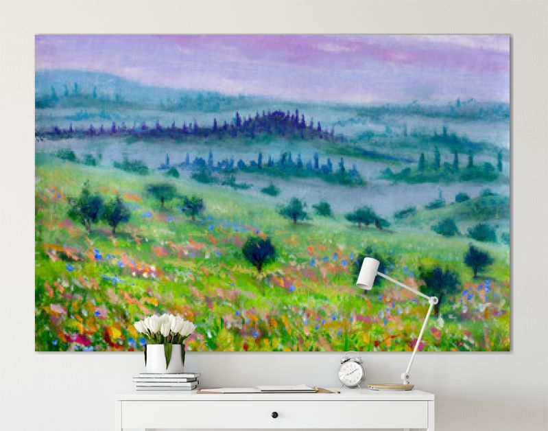 olieverf op canvas modern impressionisme berglandschap van Toscane