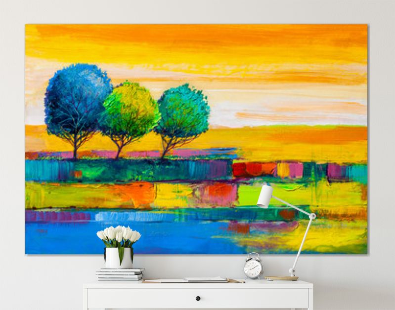 Bomen, olieverfschilderij, artistieke achtergrond