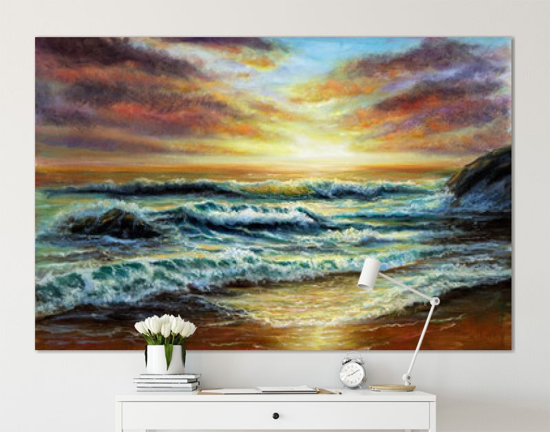 Zonsondergang boven de oceaankust