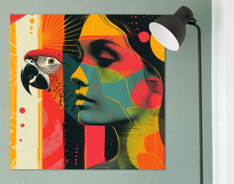 Popart woman with parrot2
