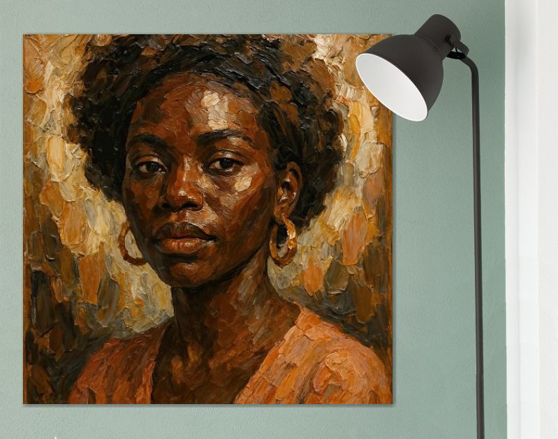 Krachtig Afrikaans vrouwenportret in warme aardetinten