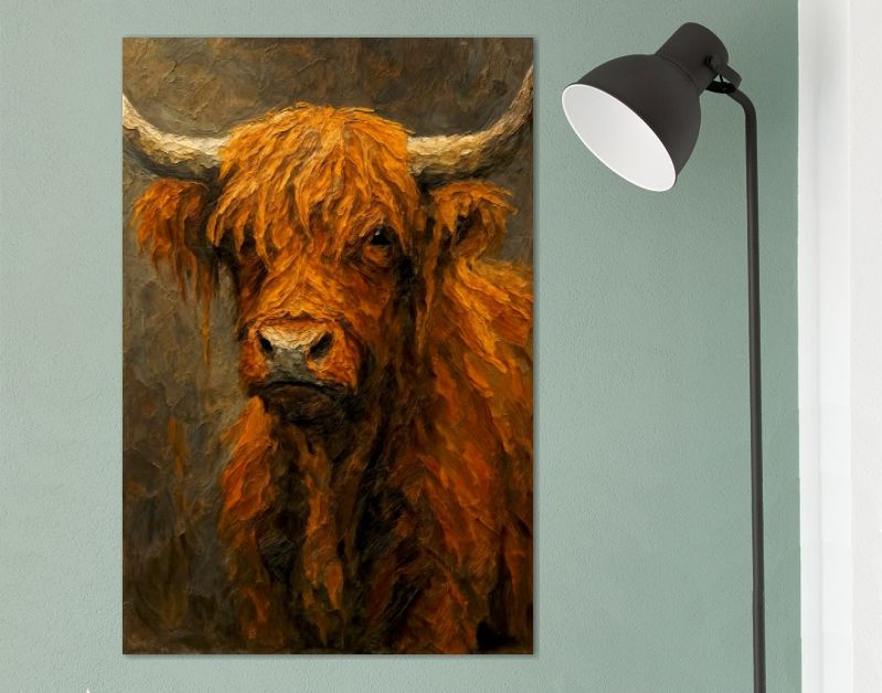 Schotse hooglander met ruige vacht en hoorns