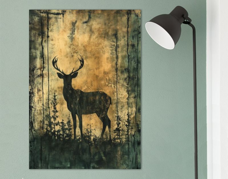 Smaragdgroene Weide- Hert in Gouden Glans