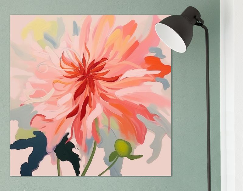 Abstract painted dahlia flower limited color