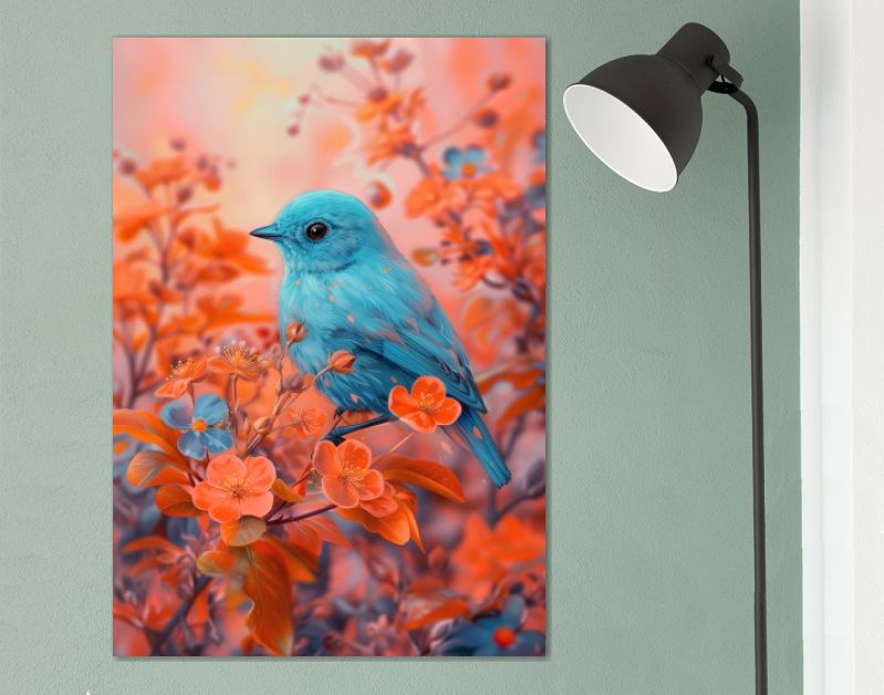 Blue bird & orange cherryblossom