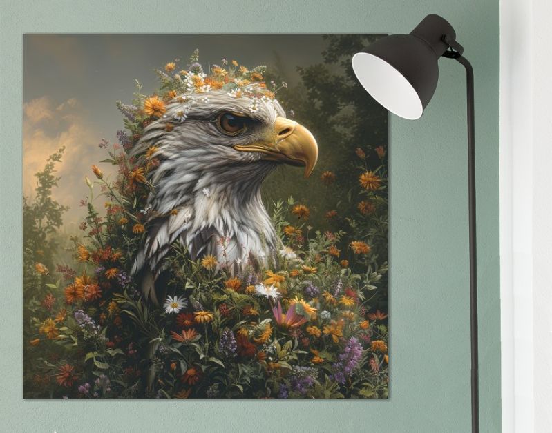 Arend met wilde bloemen