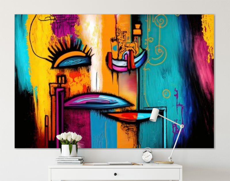 illustratie van kleurrijke surrealistische gezichtskunst