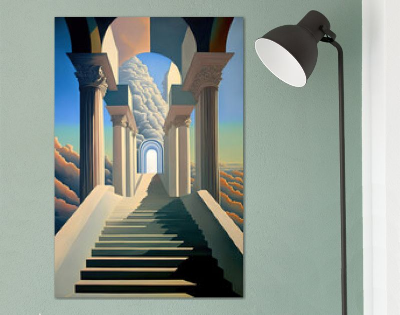 Stairway to heaven illustratie kunst spirituele achtergrond artwork religieus god wolken oplichten trap trap hemel fantasie religie paradijs