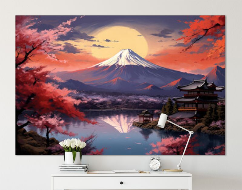 oil paint travel of japan on background