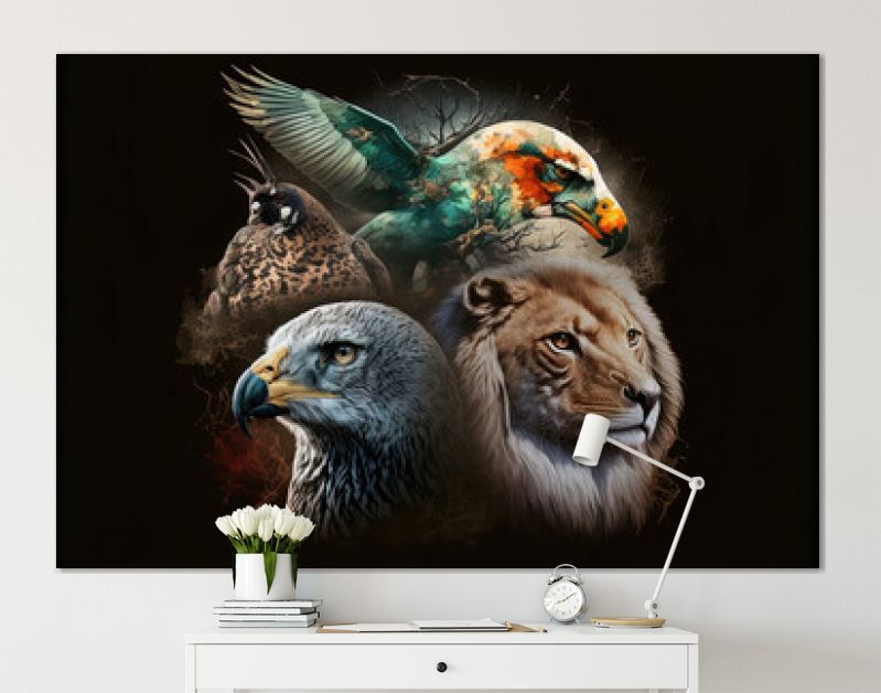 Dierenkunstwerk voor Werelddierendag dat met de hand is gemaakt. Generatieve AI