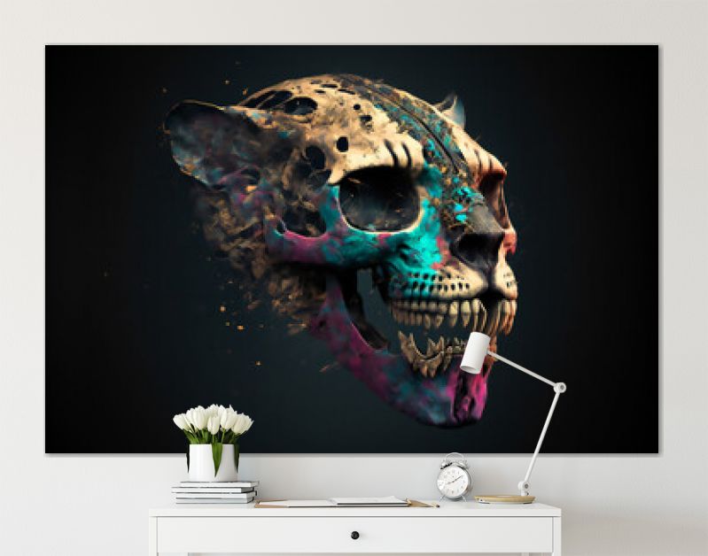 Tijger schedel. Afbeelding gemaakt met generatieve AI-technologie.