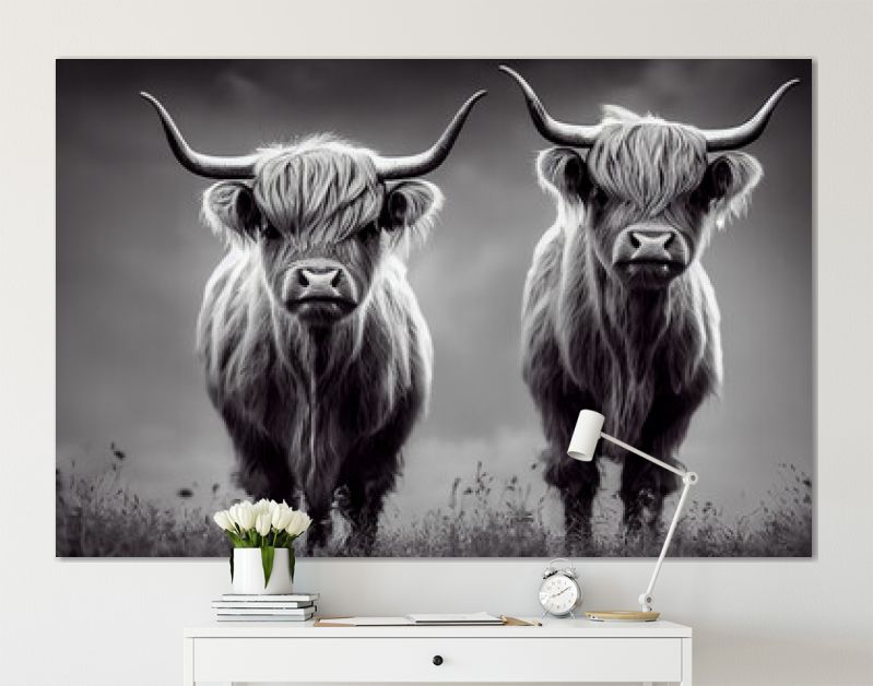 schotse hooglandkoe, generatieve ai illustratie