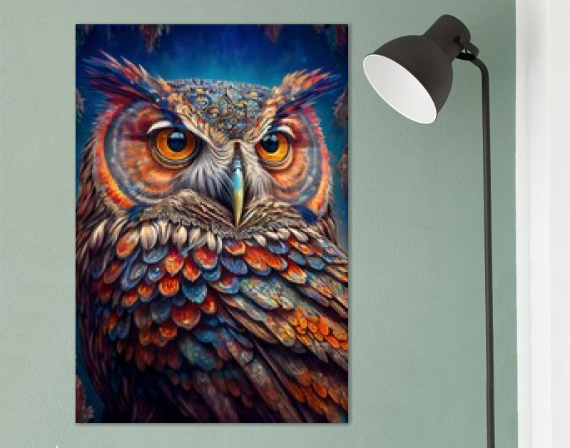 Halverwege de reis abstract renderen van een uil