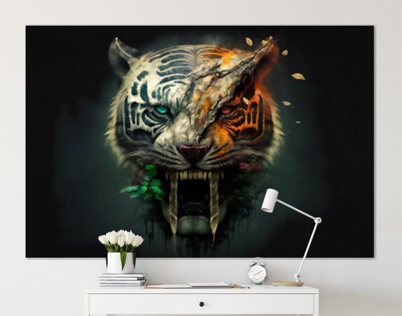 Tijger schedel. Afbeelding gemaakt met generatieve AI-technologie.