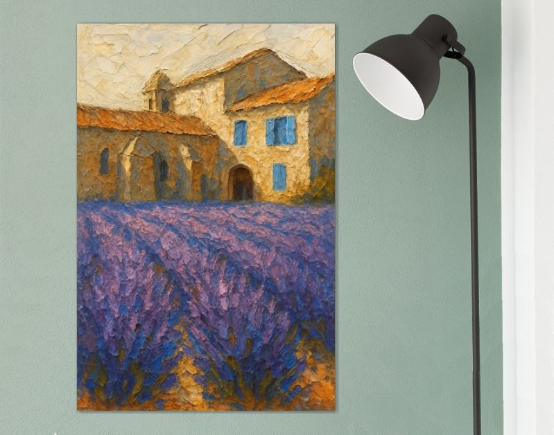 Lavendel in bloei bij oud klooster in Frankrijk