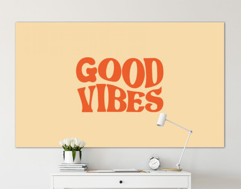 Good vibes only trendy wavy text design retro groovy  warp text typography design vector template for t shirt poster banner wall art	