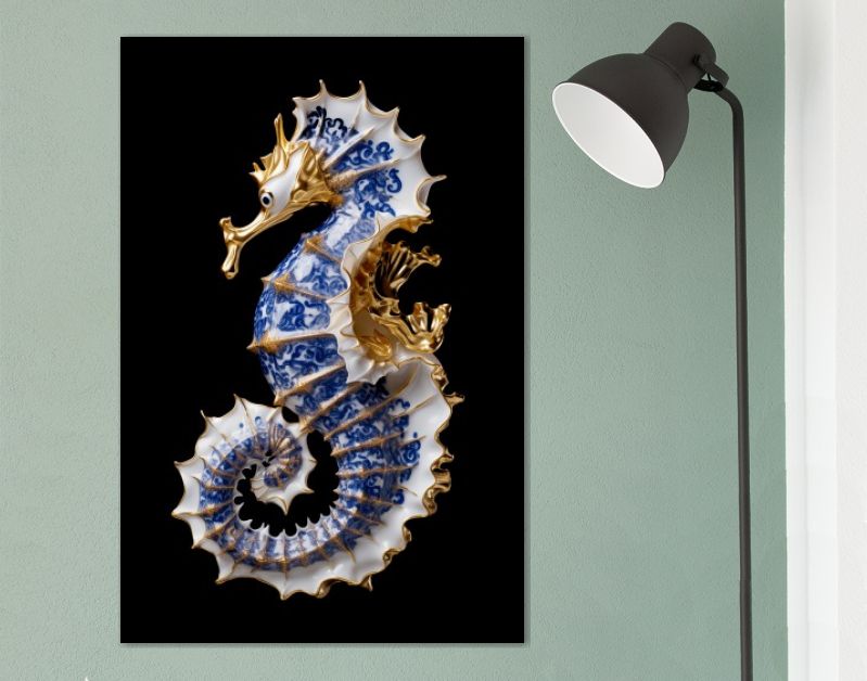 A Delft Blue Seahorse