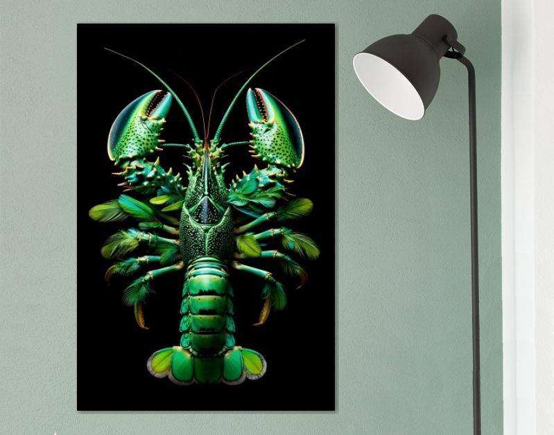 Lobster jungle green feathers