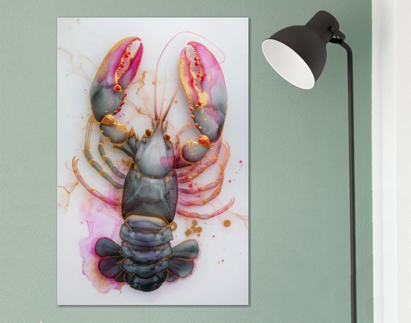 Lobster marble ink grey pink gold