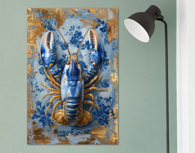 Painting Royal Delft Blue lobster
